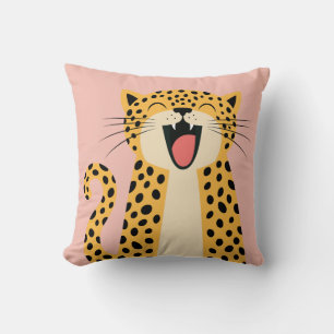 Almofada Lindo Leopardo Selvagem Sorridente Feliz Desenho A