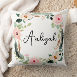 Almofada Lindo nome Floral Wreath Monograma