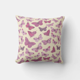 Almofada Lindo padrão de borboleta rosa em bege