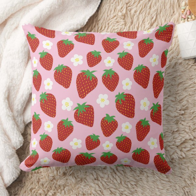 Almofada Lindo padrão de morango de verão (Cobertor)