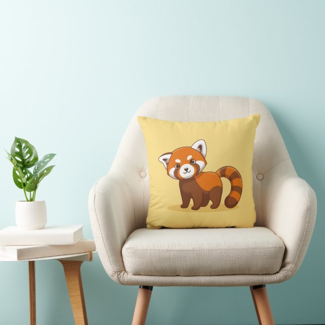 Almofada Lindo Panda Vermelho sobre Amarelo (Cadeira)