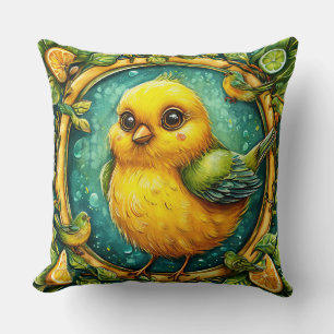 Almofada Lindo pássaro amarelo Decoração de casa estética s