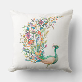 Almofada Lindo pavão verde em aquarela