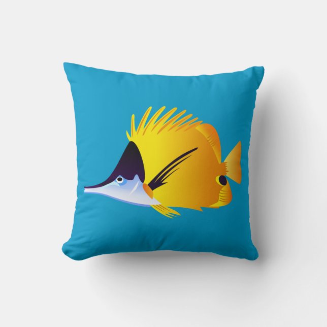 Almofada Lindo Peixe Tropical Amarelo (Frente)