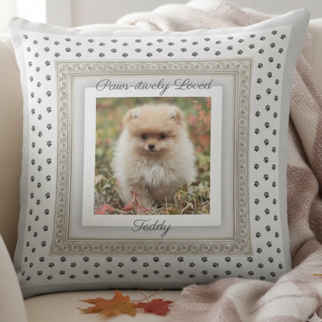 Almofada Lindo Presente de Foto de Animal de Estimação Amad (Boutique-style accent pillow with a blend of classic elegance and modern playfulness)