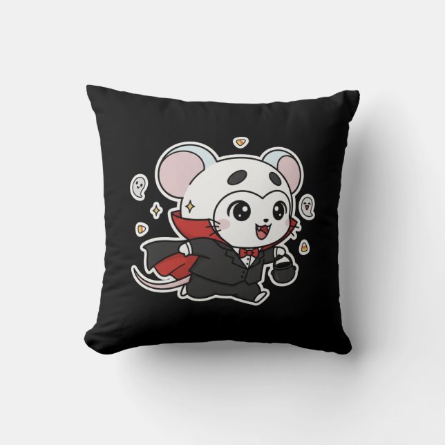 Almofada Lindo ratinho fofo pronto para o Halloween  (Frente)