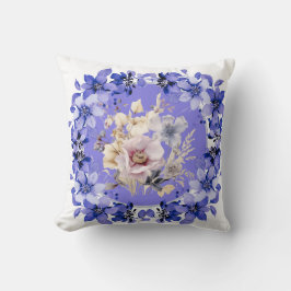 Almofada Lindo Shabby Chic Azul e Rosa Jardim Floral