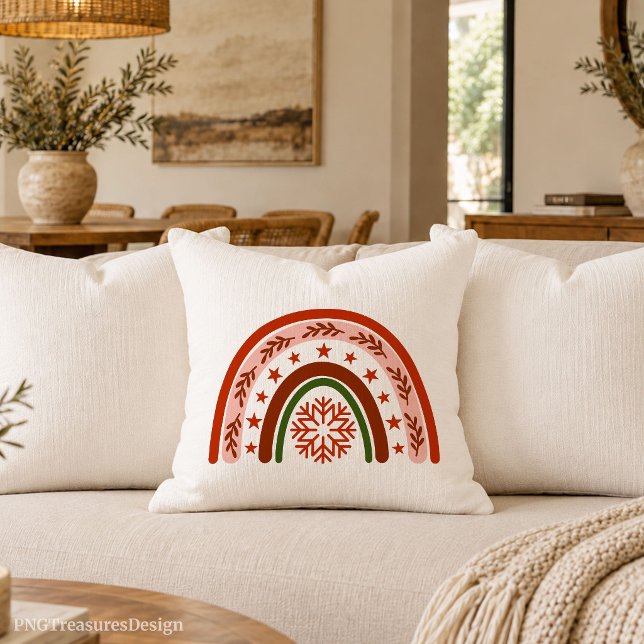 Almofada Lindo travesseiro boêmio de Natal em arco-íris (Cute Christmas Rainbow Boho Cushion Pillow)
