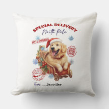 Lindo Travesseiro de Natal do Golden Retriever