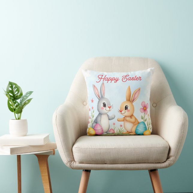 Almofada Lindos Coelhos de Páscoa Bonitos Coleção Moderna (Cadeira)