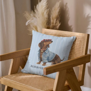 Almofada Lindos jeans de salsicha Dachshund listras azuis t