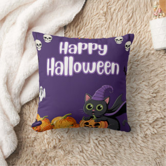 Almofada Lindos Miúdos Feliz Halloween Gato Preto