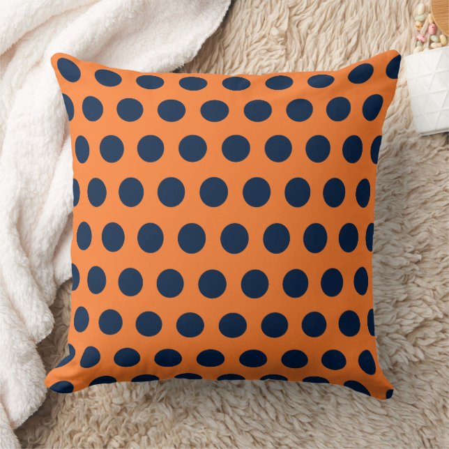 Almofada Lindos Pontos Navy Azul Laranja (Cobertor)