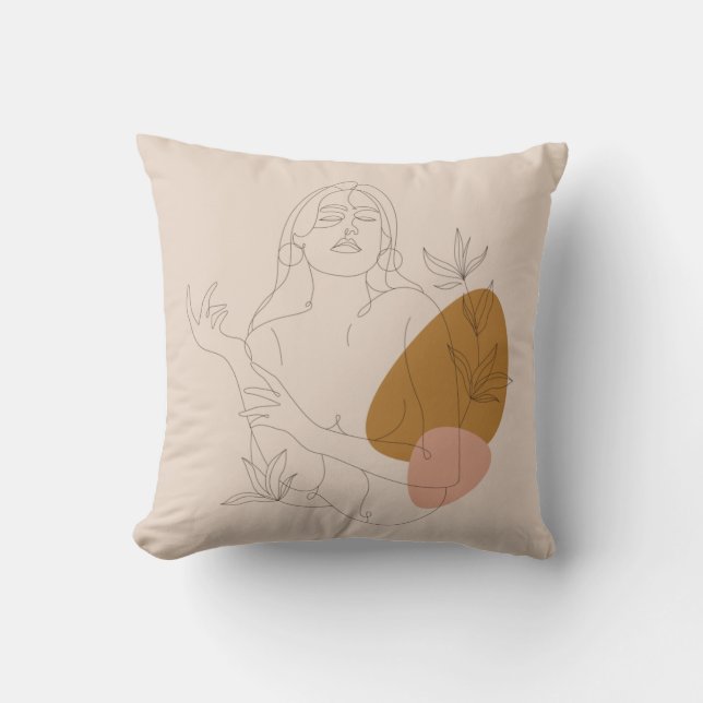 Almofada Line art minimaliste. Style Boho.  (Frente)