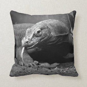 Almofada língua preto e branco do dragão de komodo deixad