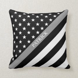 Almofada Linha cinzenta fina nome correccional do monograma