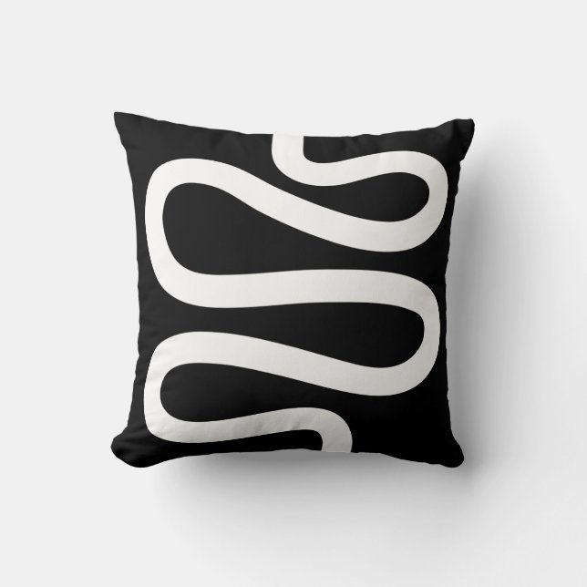 Almofada Linha Curva - Branco em Preto (Frente)