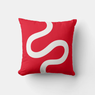 Almofada Linha Curvy 02 - Branco em Vermelho