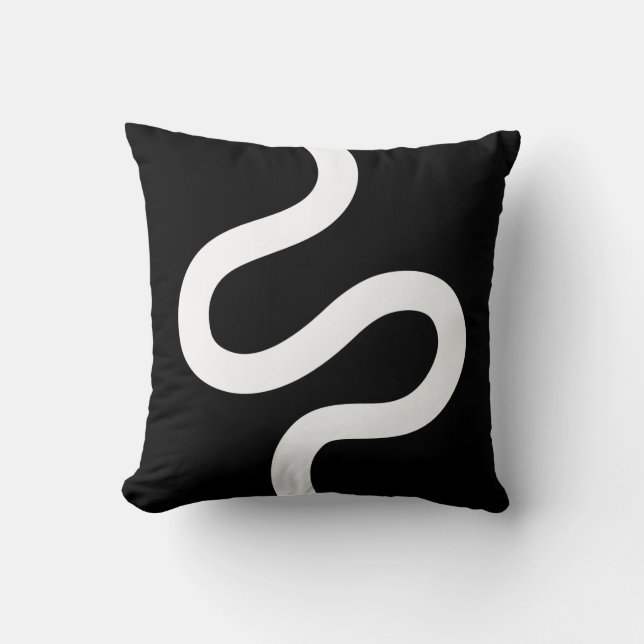 Almofada Linha Curvy 02 - Branco sobre Preto (Frente)
