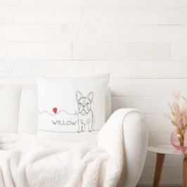 Almofada Linha de Arte de Cachorro com Nome French Bulldog