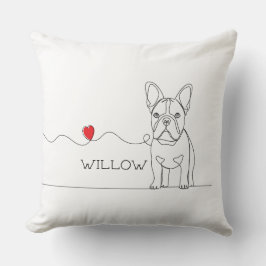 Almofada Linha de Arte de Cachorro com Nome French Bulldog 