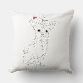 Almofada Linha de Arte de Chihuahua com Nome