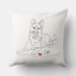 Almofada Linha de Arte de Pastor Alemão com Nome