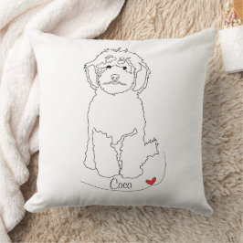 Almofada Linha de Arte de Poodle com Nome