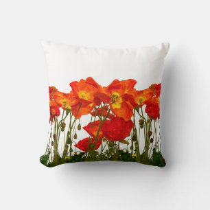Almofada Linha de papoilas vermelhas arte isolada, fundo, b