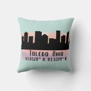 Almofada Linha do Skyline da Cidade de OH Toledo