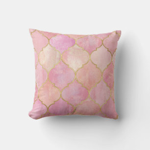 Almofada Linha Dourada marroquina: Aquarela rosa