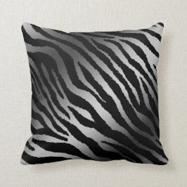 Almofada Linha Negra de Prata Zebra Moderna do Luxury