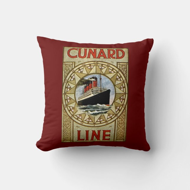 Almofada Linha propaganda de Cunard da linha de cruzeiros (Frente)