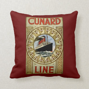 Almofada Linha propaganda de Cunard da linha de cruzeiros