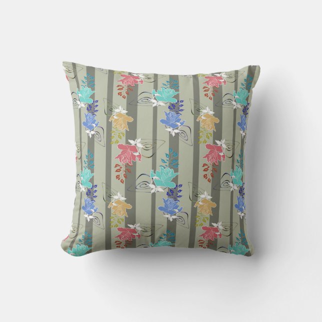 Almofada linha retro-stripteada decorativa abstrato ornamen (Frente)