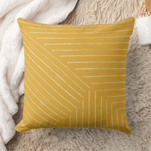 Almofada Linhas Amarelo e Branco Moderno Minimalístico