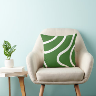 Almofada Linhas Brancas Abstratas Elegantes em Fundo Verde