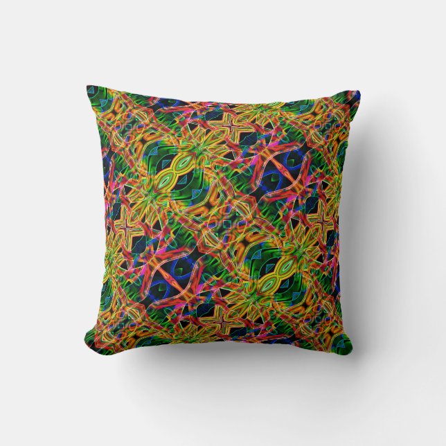 Almofada Linhas coloridas largas e torcidas espelhadas amar (Frente)