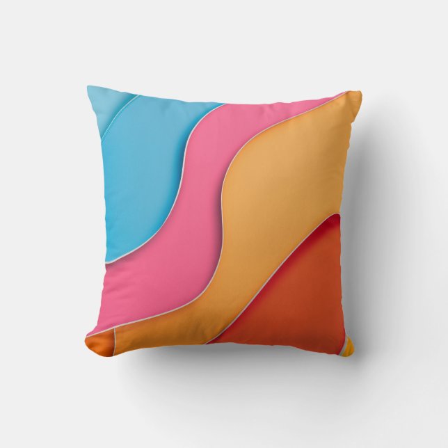 Almofada Linhas curvas de cor vibrante com espaço de texto (Frente)