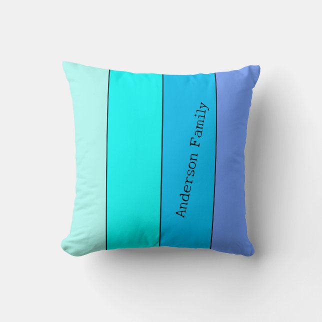 Almofada Linhas de Cor Azul Neon com Nome (Frente)