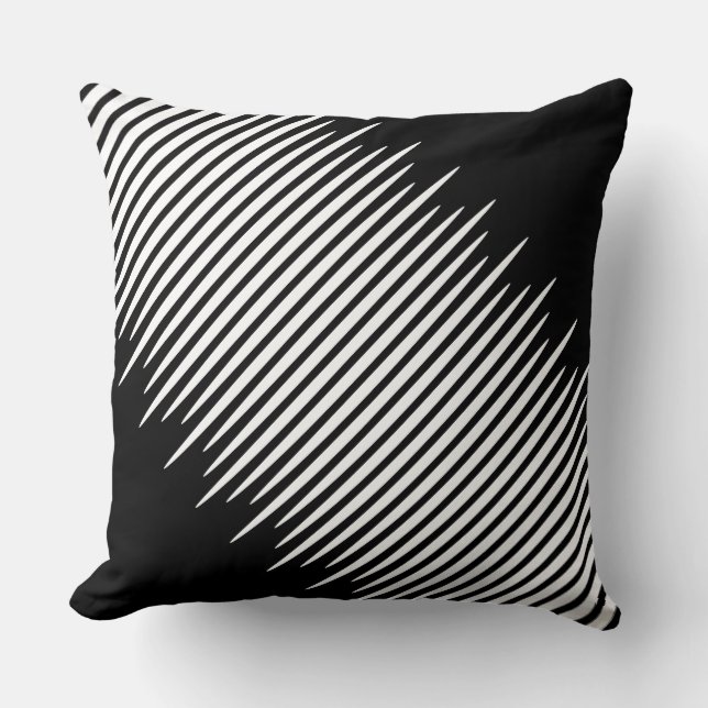 Almofada Linhas de Diagonal Brancas Pretas e Impar (Frente)