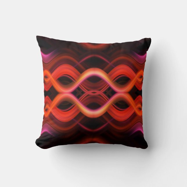 Almofada Linhas de onda vermelha geométrica design. (Frente)