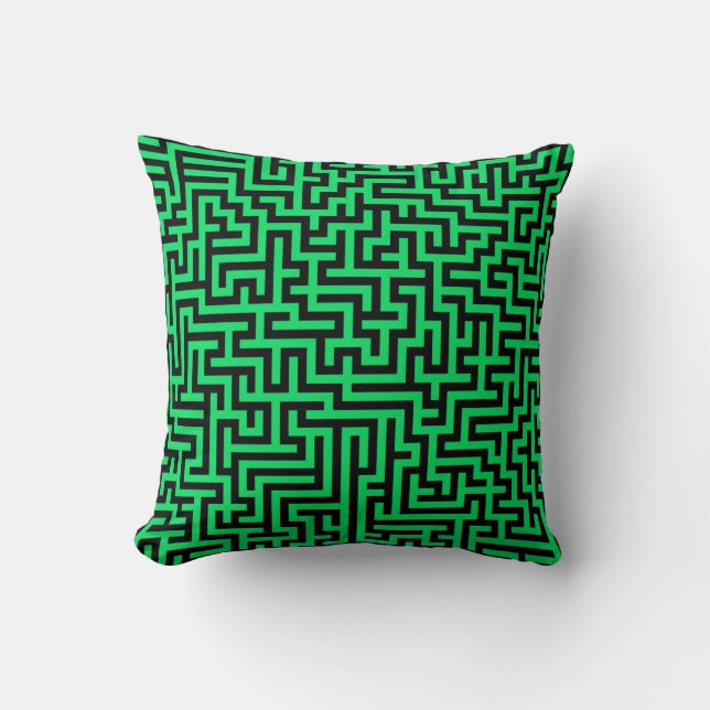 Almofada Linhas Labirinto Preto Verde (Frente)
