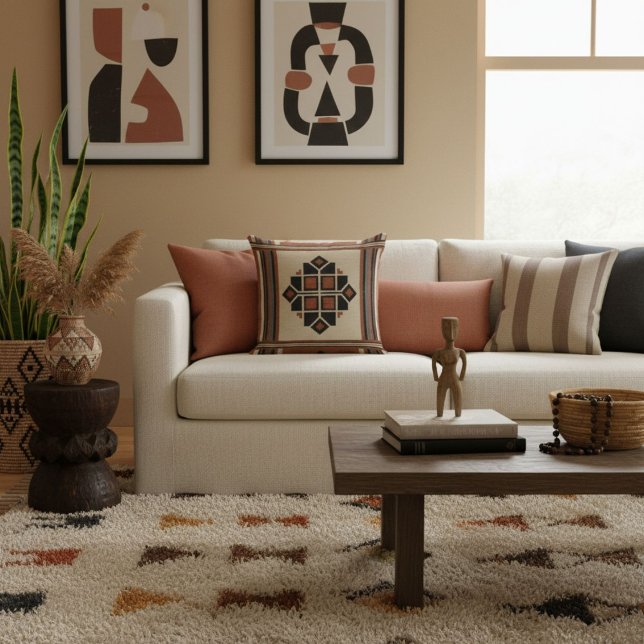 Almofada Linhas modernas simples abstratas elegantes retrô (Criador carregado)