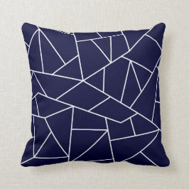 Almofada Linhas Mosaicas brancas em azul Marinho