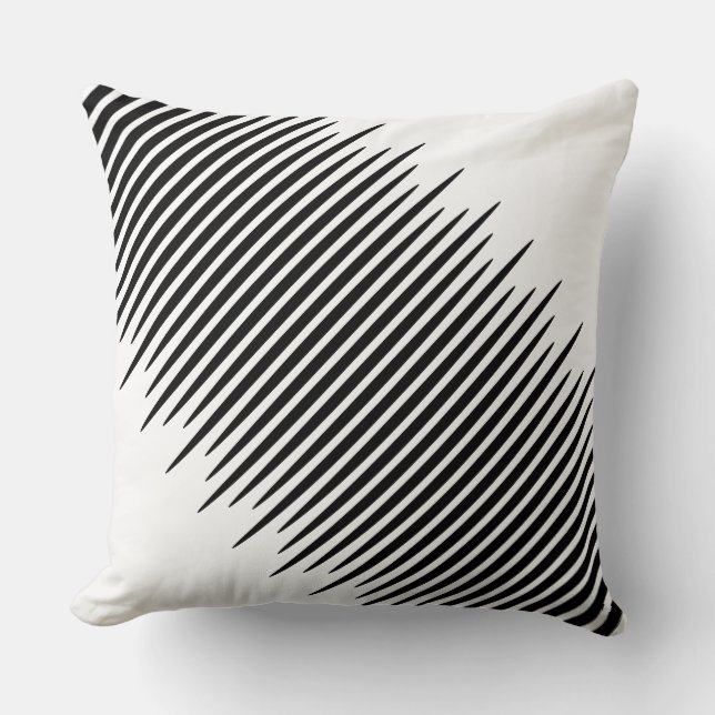 Almofada Linhas Negras sem par, Centralizadas em Branco (Frente)