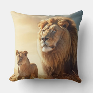 Almofada Lion Animal Wilderness Arte Colorida Muralha