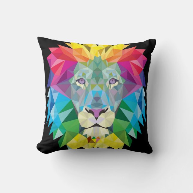 Almofada Lion Rainbow Negro Sólido Traseiro (Frente)