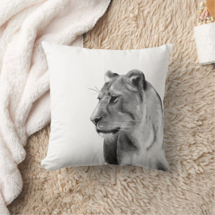 Almofada Lioness Female Lion de Sketch Charcarboneto