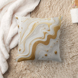 Almofada Líquido branco e com gotas e ouro